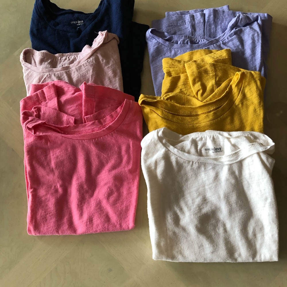 Simple Joys Kids Short Sleeve Tees - Pink, White, Yellow, Navy & Lavender